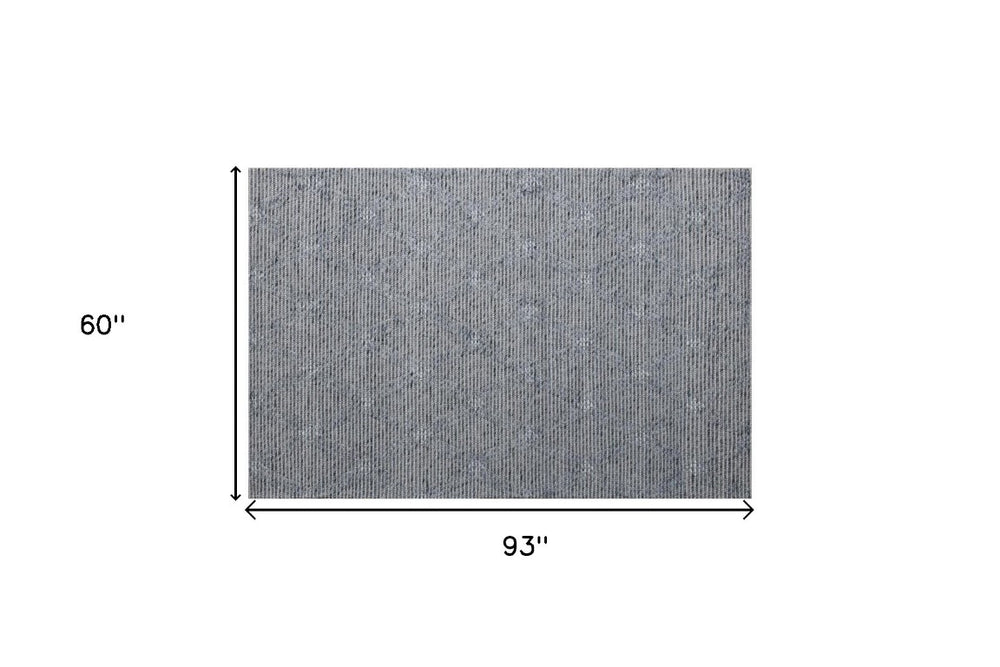 HomeRoots Hand Woven Wool Blend Geometric Area Rug with Non Skid Cotton Backing for Living Rooms 5' X 8' 544122
