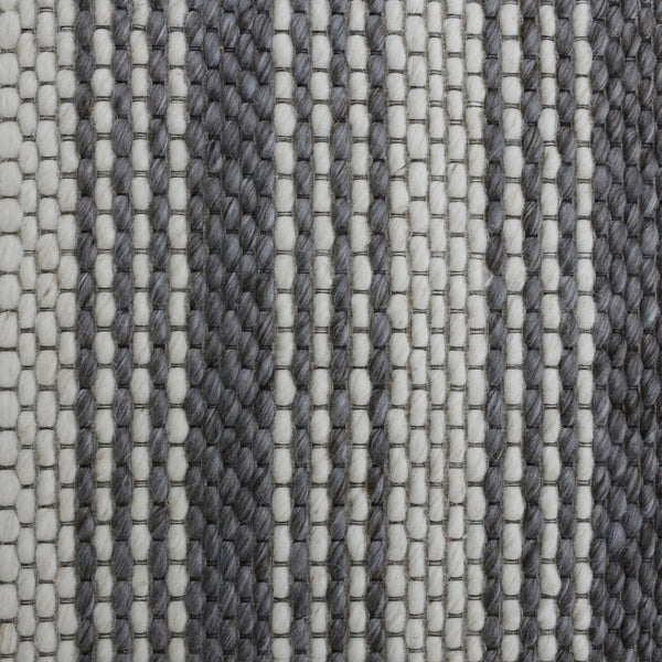 HomeRoots 5' Hand-Woven Gray and Ivory Striped Area Rug - Cozy, Durable Wool Blend for Stylish Interiors 8' X 10' 544129