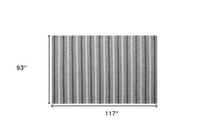 HomeRoots 5' Hand-Woven Gray and Ivory Striped Area Rug - Cozy, Durable Wool Blend for Stylish Interiors 8' X 10' 544129