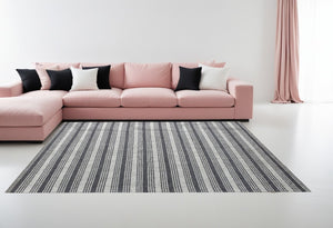 HomeRoots 5' Hand-Woven Gray and Ivory Striped Area Rug - Cozy, Durable Wool Blend for Stylish Interiors 8' X 10' 544129