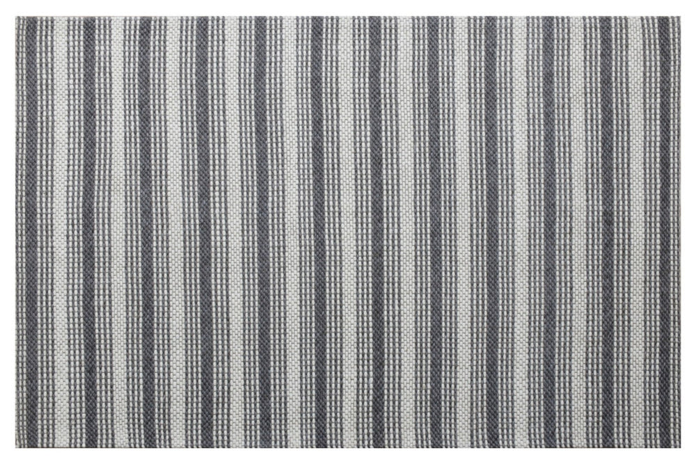 HomeRoots 5' Hand-Woven Gray and Ivory Striped Area Rug - Cozy, Durable Wool Blend for Stylish Interiors 9' X 12' 544130