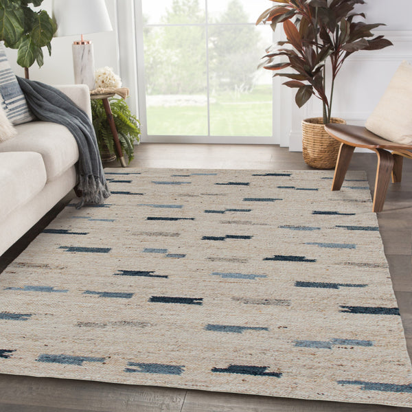 Homeroots 8' X 10' Blue And Gray Abstract Hand Woven Area Rug Blue Wool Blend 544138