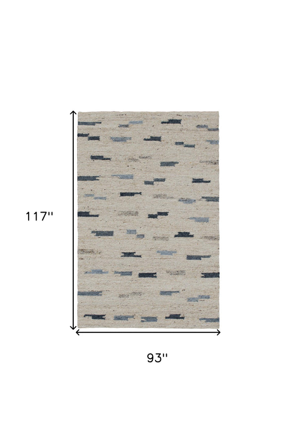 Homeroots 8' X 10' Blue And Gray Abstract Hand Woven Area Rug Blue Wool Blend 544138