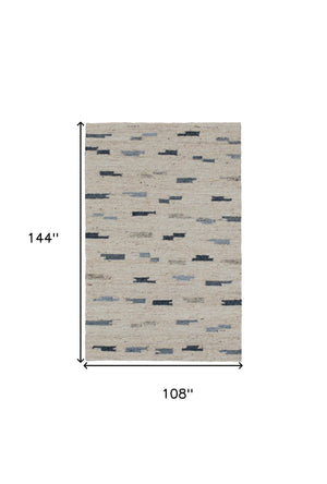 Homeroots 9' X 12' Blue Wool Abstract Hand Woven Area Rug Blue Wool 544139