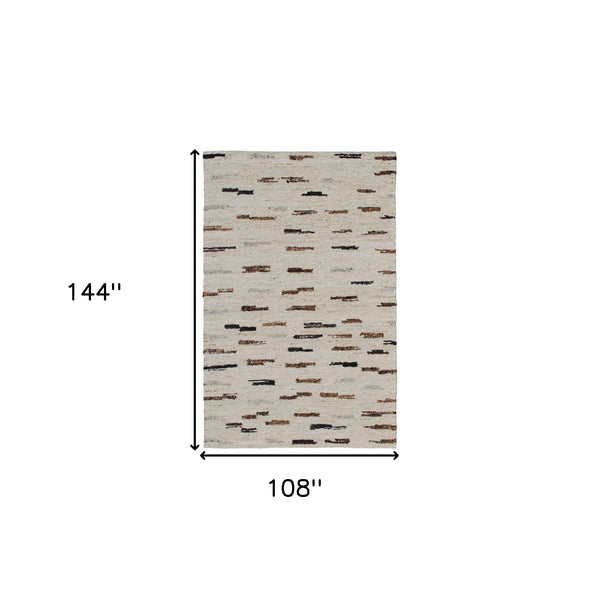 Homeroots 9' X 12' Brown And Black Abstract Hand Woven Area Rug Brown Wool Blend 544148