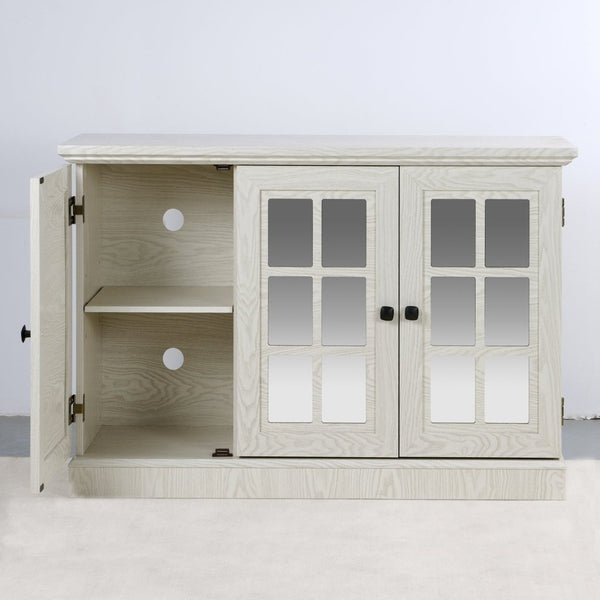 English Elm 45" Mirrored Acrylic Door Sideboard Mdf Buffet Cabinet with Adjustable Shelves White Oak W2899P372749