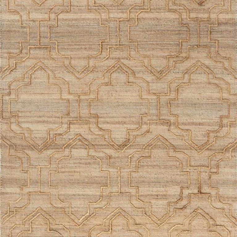 9 X 12 Handwoven Jute Cotton Trellis Area Rug with Non-skid Backing for Living Rooms