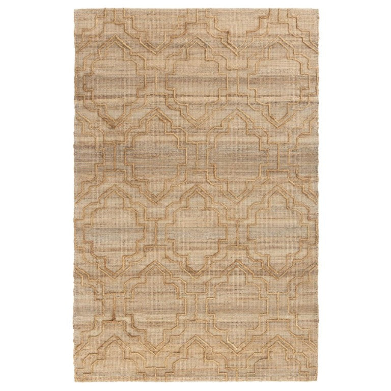 9 X 12 Handwoven Jute Cotton Trellis Area Rug with Non-skid Backing for Living Rooms