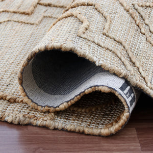 Homeroots 9' X 12' Brown And Ivory Trellis Hand Woven Non Skid Area Rug  Jute,Cotton 544154