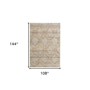 Homeroots 9' X 12' Brown And Ivory Trellis Hand Woven Non Skid Area Rug  Jute,Cotton 544154