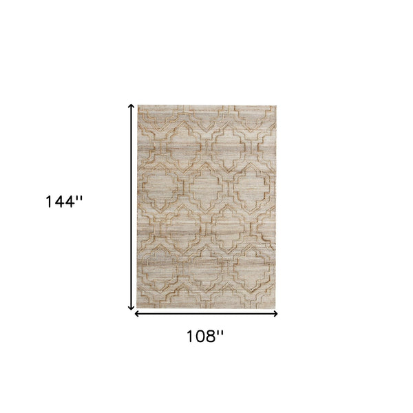 Homeroots 9' X 12' Brown And Ivory Trellis Hand Woven Non Skid Area Rug  Jute,Cotton 544154