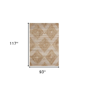 Homeroots 8' X 10' Brown Geometric Hand Woven Area Rug  Jute 544156