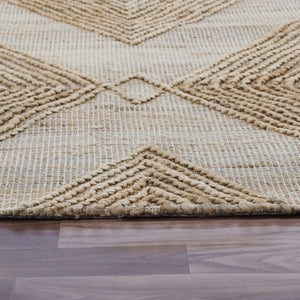 Homeroots 9' X 12' Brown And Ivory Geometric Hand Woven Non Skid Area Rug  Jute,Cotton 544157