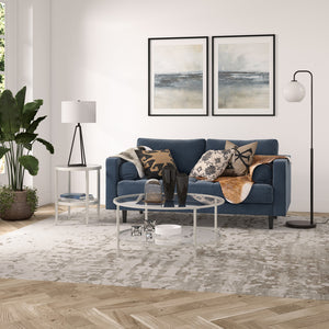 Homeroots 24" Nickel And Clear Glass And Steel Round End Table With Shelf   544166