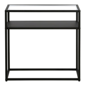 Homeroots 24" Black And Clear Glass And Steel End Table With Shelf   544194