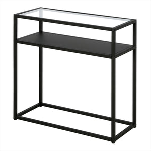 Homeroots 24" Black And Clear Glass And Steel End Table With Shelf   544194