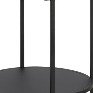 Homeroots 22" Black And Clear Glass And Steel Round End Table With Shelf   544199