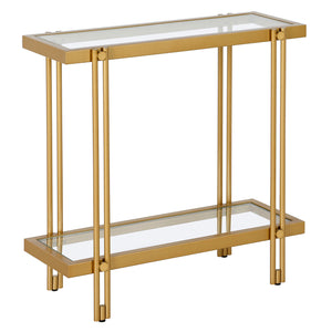 Homeroots 24" Brass And Clear Glass And Steel End Table With Shelf   544200