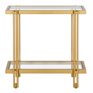 Homeroots 24" Brass And Clear Glass And Steel End Table With Shelf   544200