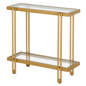 Homeroots 24" Brass And Clear Glass And Steel End Table With Shelf   544200