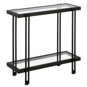 Homeroots 24" Black And Clear Glass End Table With Shelf   544201