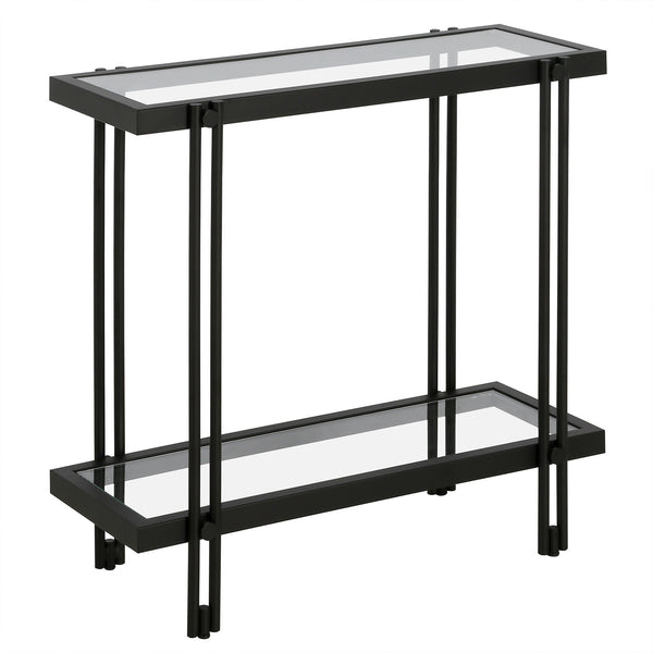 Homeroots 24" Black And Clear Glass End Table With Shelf   544201