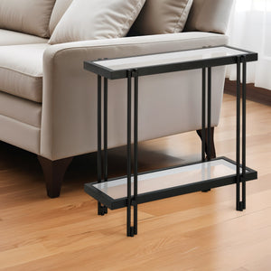 Homeroots 24" Black And Clear Glass End Table With Shelf   544201