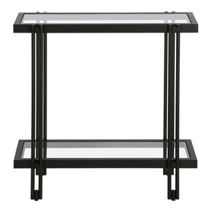 Homeroots 24" Black And Clear Glass End Table With Shelf   544201