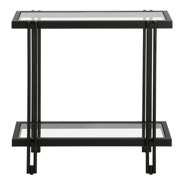 Homeroots 24" Black And Clear Glass End Table With Shelf   544201