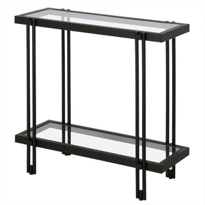 Homeroots 24" Black And Clear Glass End Table With Shelf   544201