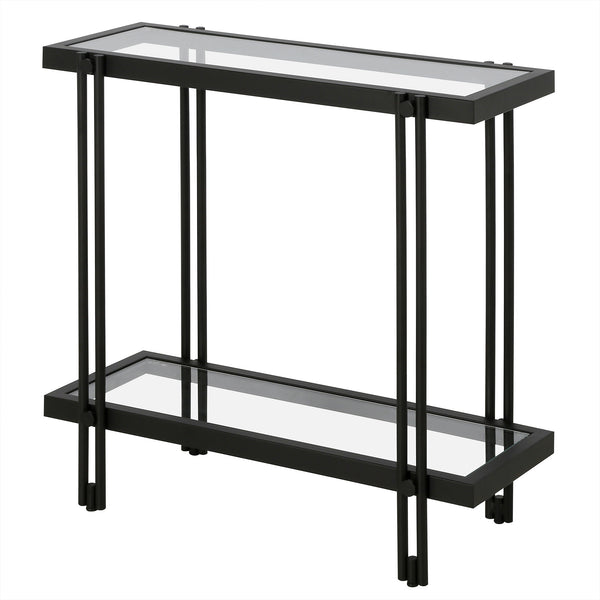 Homeroots 24" Black And Clear Glass End Table With Shelf   544201