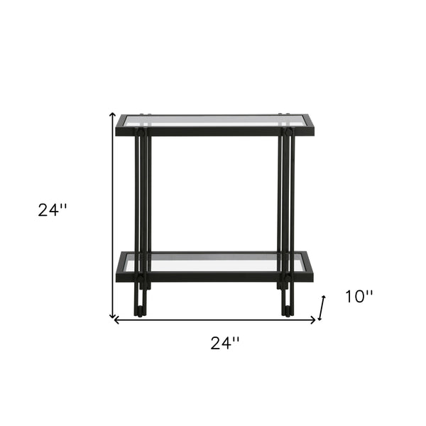 Homeroots 24" Black And Clear Glass End Table With Shelf   544201