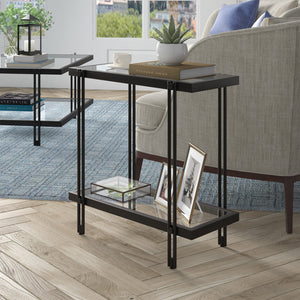 Homeroots 24" Black And Clear Glass End Table With Shelf   544201