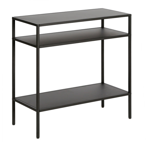 Homeroots 24" Black Steel End Table With Two Shelves   544203