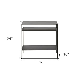 Homeroots 24" Black Steel End Table With Two Shelves   544203