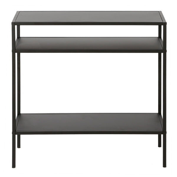 Homeroots 24" Black Steel End Table With Two Shelves   544203