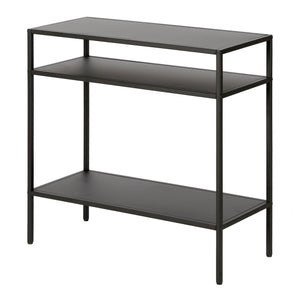 Homeroots 24" Black Steel End Table With Two Shelves   544203