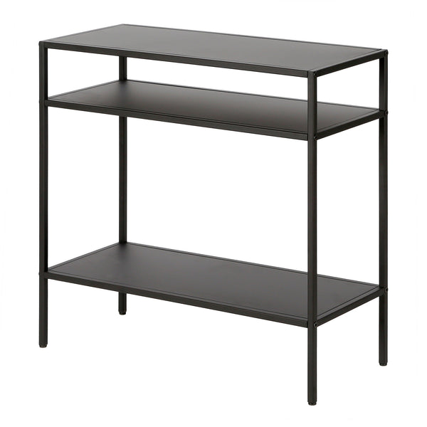 Homeroots 24" Black Steel End Table With Two Shelves   544203