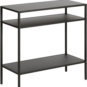 Homeroots 24" Black Steel End Table With Two Shelves   544203
