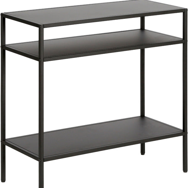 Homeroots 24" Black Steel End Table With Two Shelves   544203