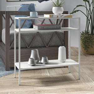 Homeroots 24" White Steel End Table With Two Shelves   544205