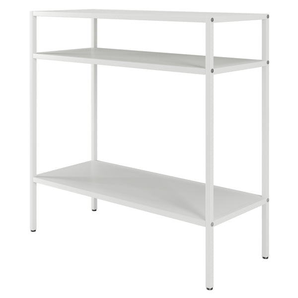Homeroots 24" White Steel End Table With Two Shelves   544205