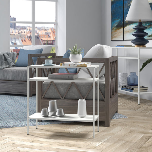 Homeroots 24" White Steel End Table With Two Shelves   544205
