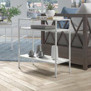 Homeroots 24" White Steel End Table With Two Shelves   544205