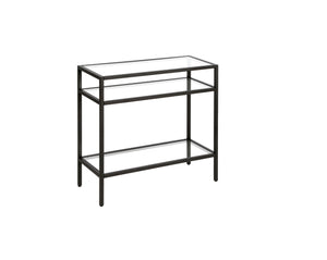 Homeroots 24" Black And Clear Glass And Steel End Table With Two Shelves   544212