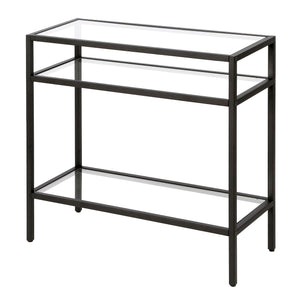 Homeroots 24" Black And Clear Glass And Steel End Table With Two Shelves   544212