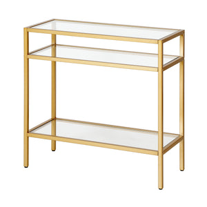 Homeroots 24" Brass And Clear Glass And Steel End Table With Two Shelves   544213