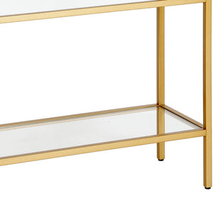 Homeroots 24" Brass And Clear Glass And Steel End Table With Two Shelves   544213