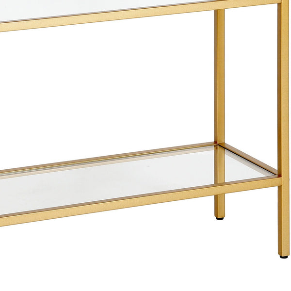 Homeroots 24" Brass And Clear Glass And Steel End Table With Two Shelves   544213