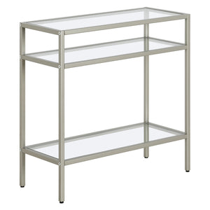 Homeroots 24" Nickel And Clear Glass And Steel End Table With Two Shelves   544214
